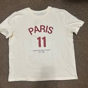 Zara Cream Tee with Red Paris Print
